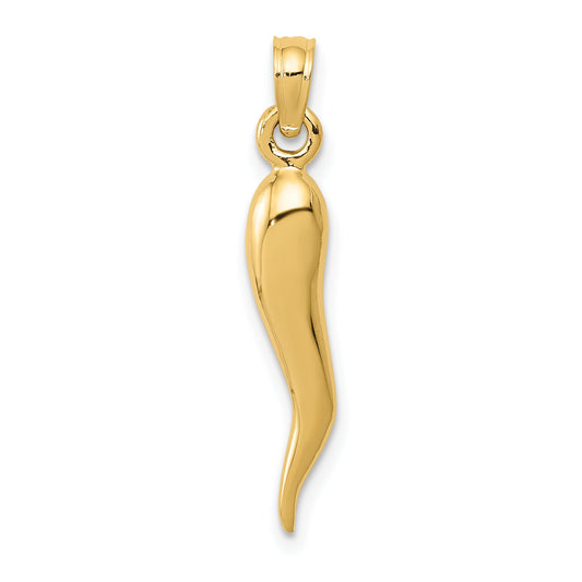 10K Yellow Gold 10K Medium Italian Horn Pendant