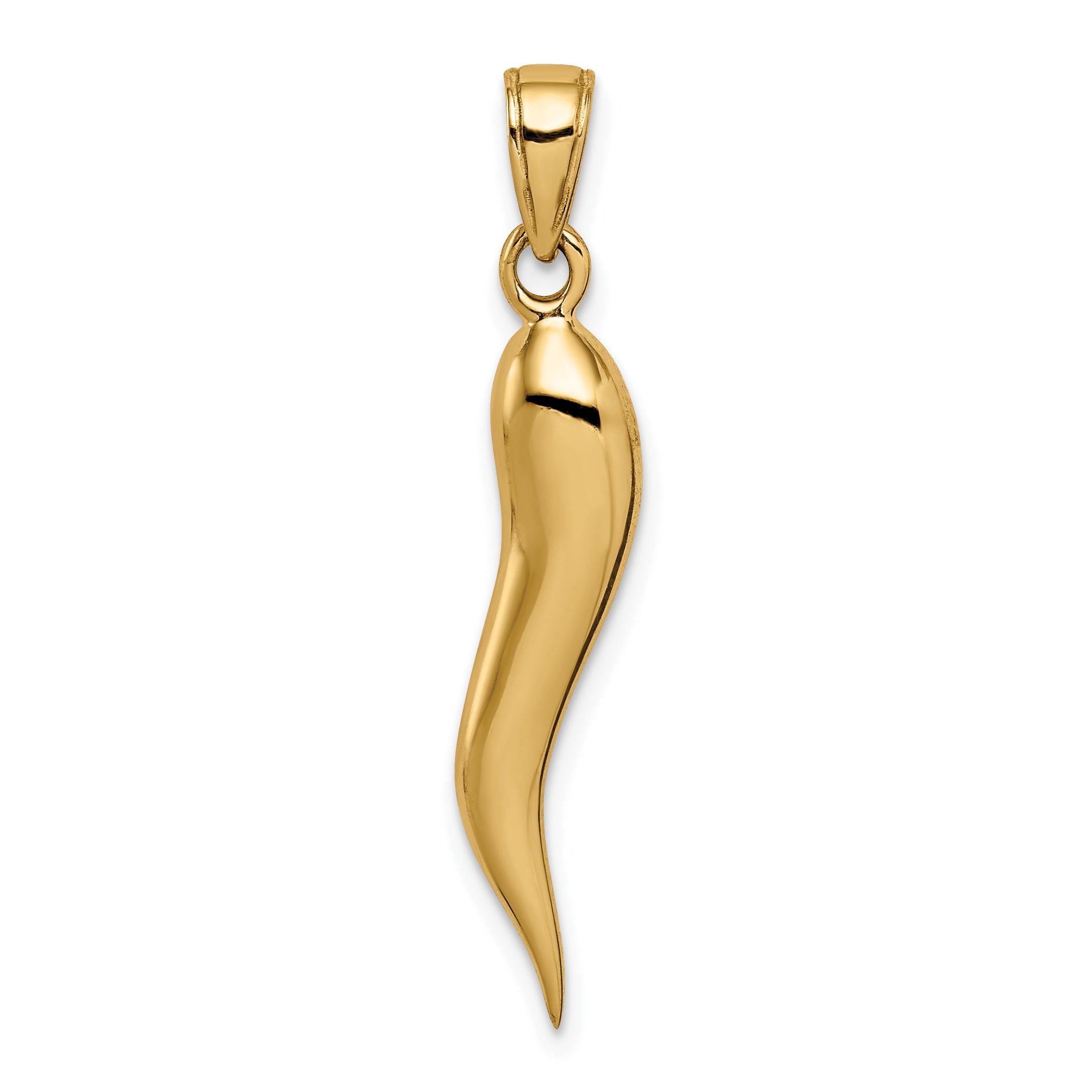 10K Yellow Gold 10K Large Italian Horn Pendant