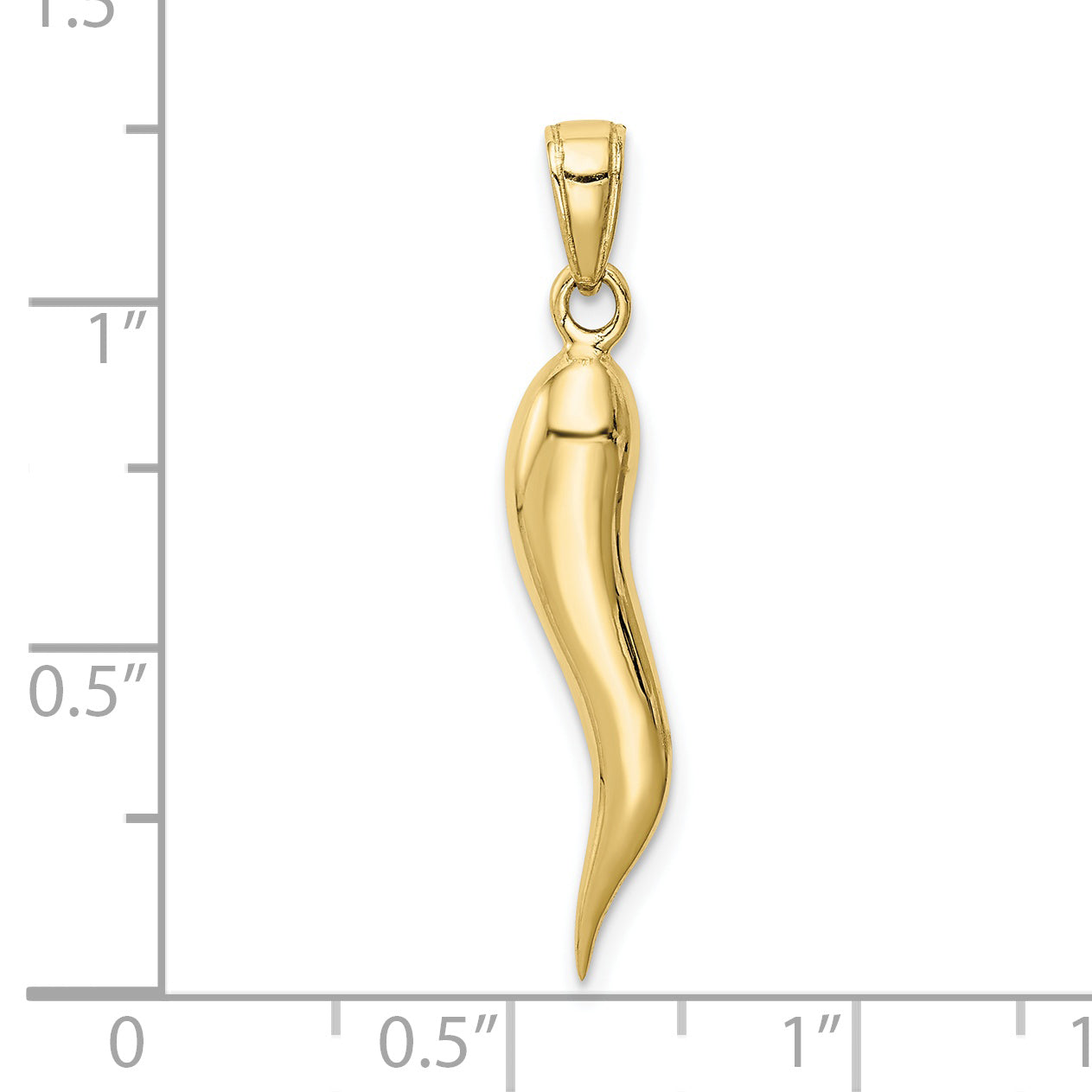 10K Yellow Gold 10K Large Italian Horn Pendant