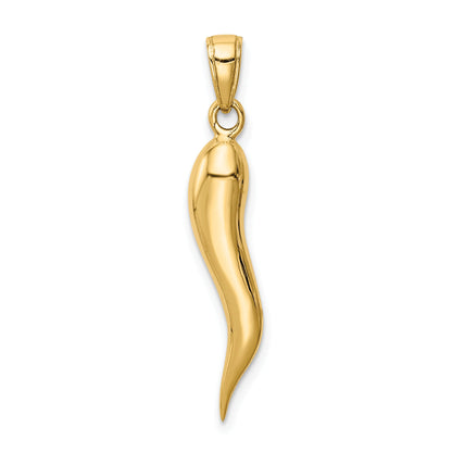 10K Yellow Gold 10K Large Italian Horn Pendant