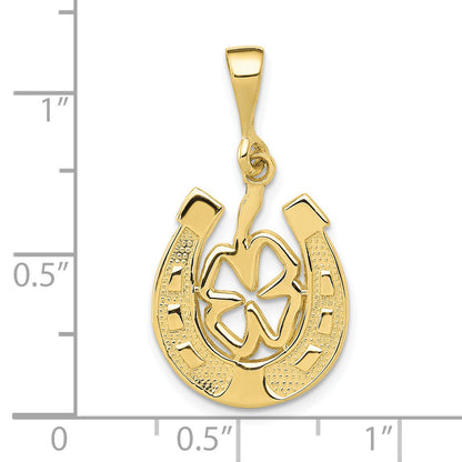 10K Yellow Gold Good Luck Clover Pendant