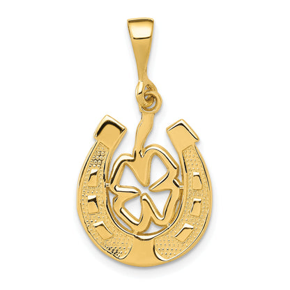 10K Yellow Gold Good Luck Clover Pendant