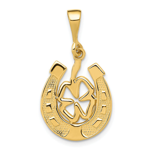 10K Yellow Gold Good Luck Clover Pendant
