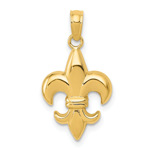 10K Yellow Gold Fleur De Lis Pendant
