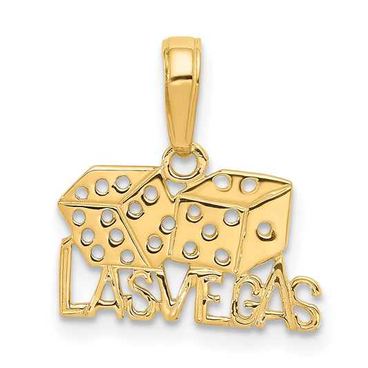 10K Yellow Gold Las Vegas W/Dice Pendant