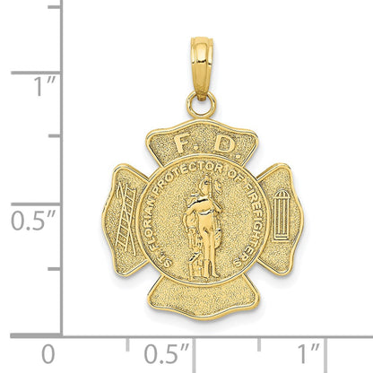 10K Yellow Gold St. Florian Protect Us/Fire Dept. Pendant