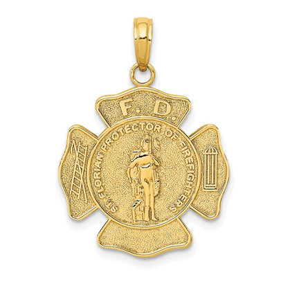 10K Yellow Gold St. Florian Protect Us/Fire Dept. Pendant