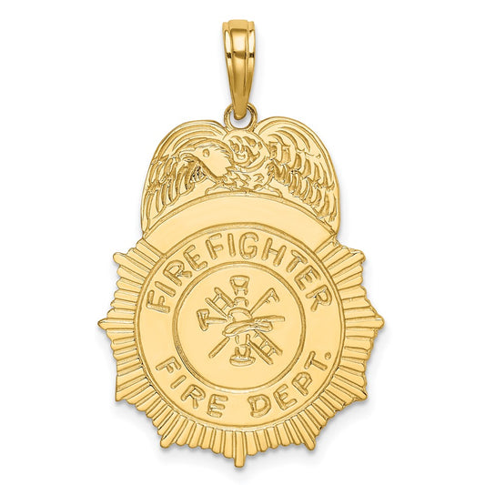 10K Yellow Gold Firefighter Fire Dept. Badge Charm
