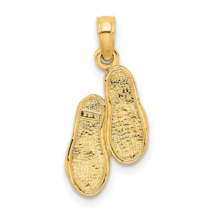 10K Yellow Gold 3D Flip Flops Pendant