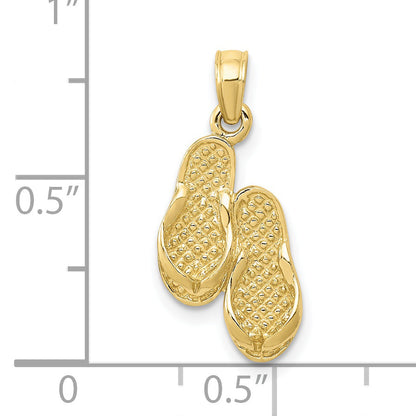 10K Yellow Gold 3D Flip Flops Pendant