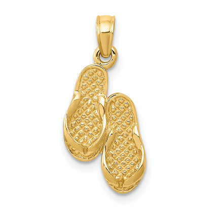 10K Yellow Gold 3D Flip Flops Pendant