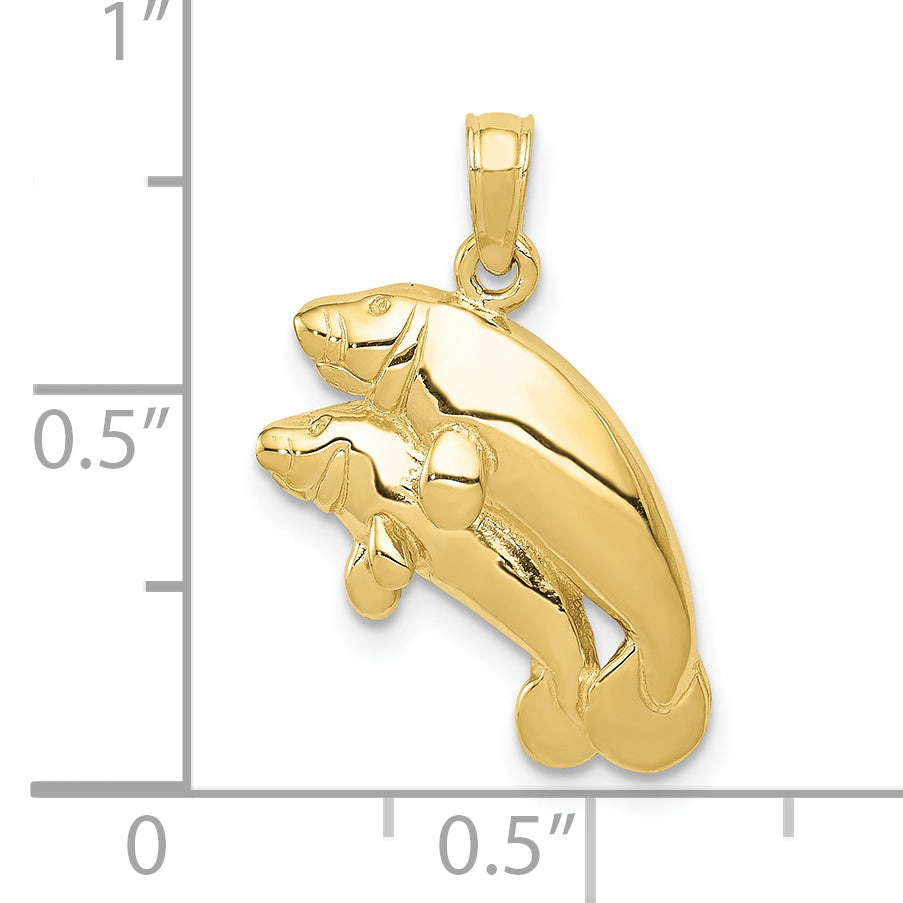 10K Yellow Gold 10K Double Manatee Pendant