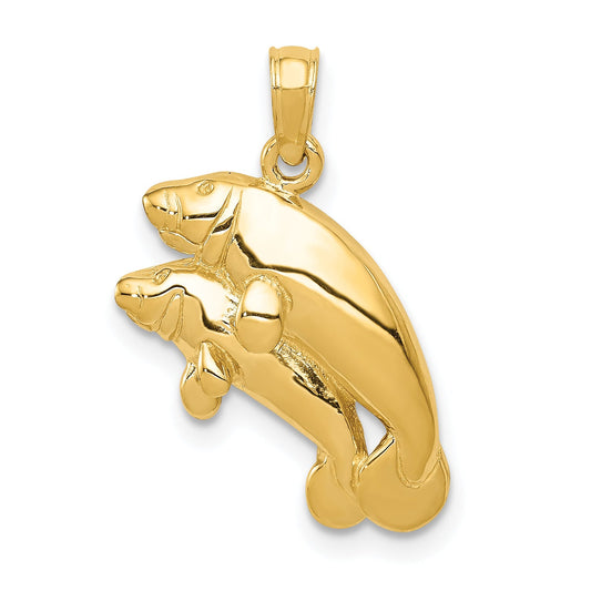 10K Yellow Gold 10K Double Manatee Pendant