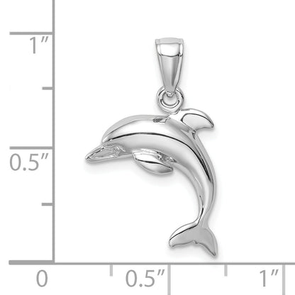 10K White Gold Jumping Dolphin Pendant