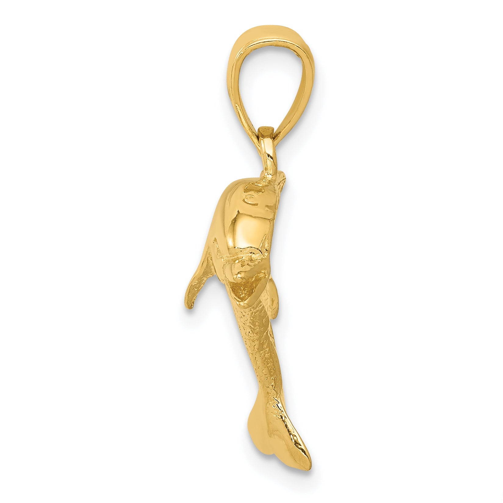 10K Yellow Gold Jumping Dolphin Pendant
