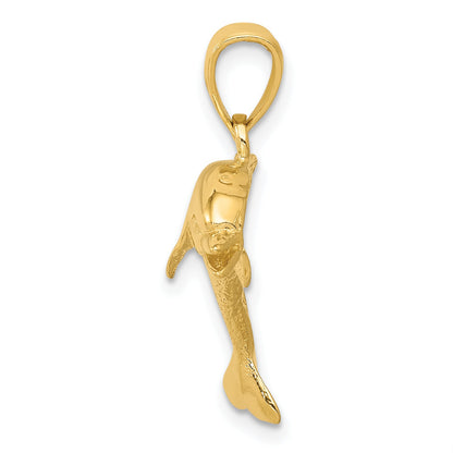 10K Yellow Gold Jumping Dolphin Pendant