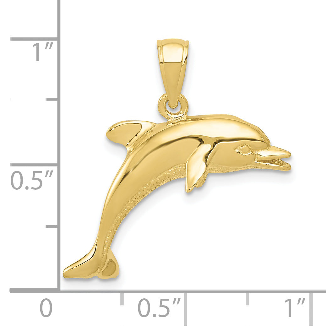 10K Yellow Gold Jumping Dolphin Pendant