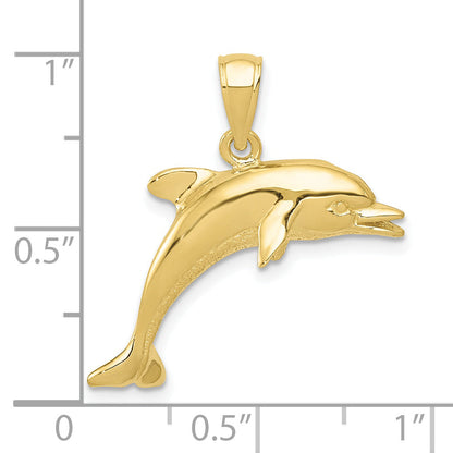 10K Yellow Gold Jumping Dolphin Pendant