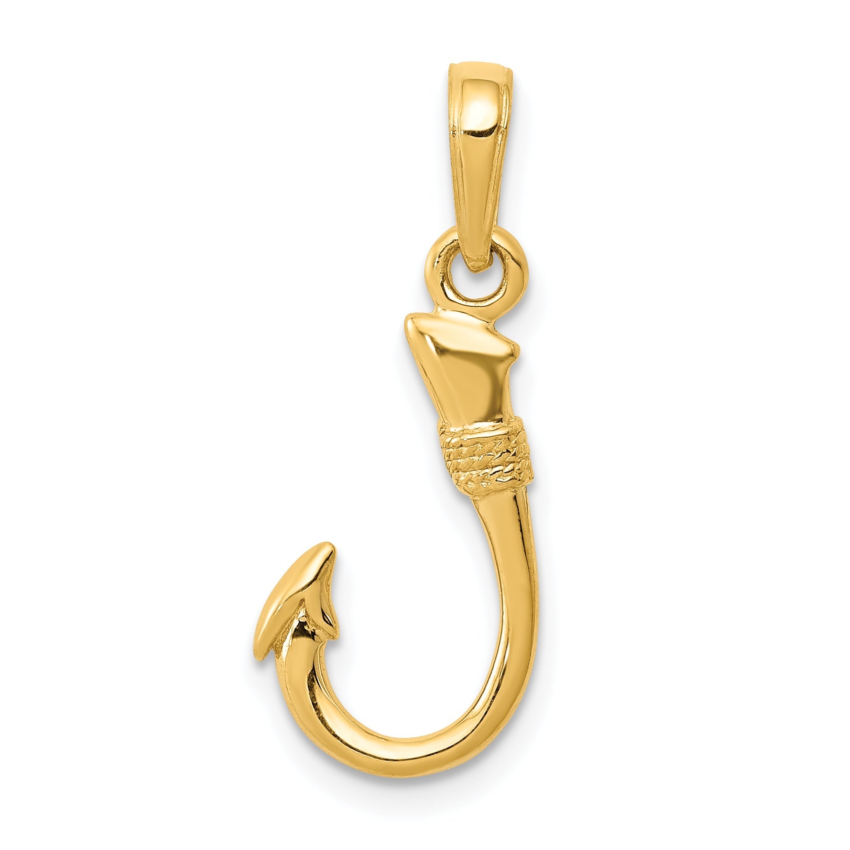 10K Yellow Gold 10K 3D Fish Hook Pendant