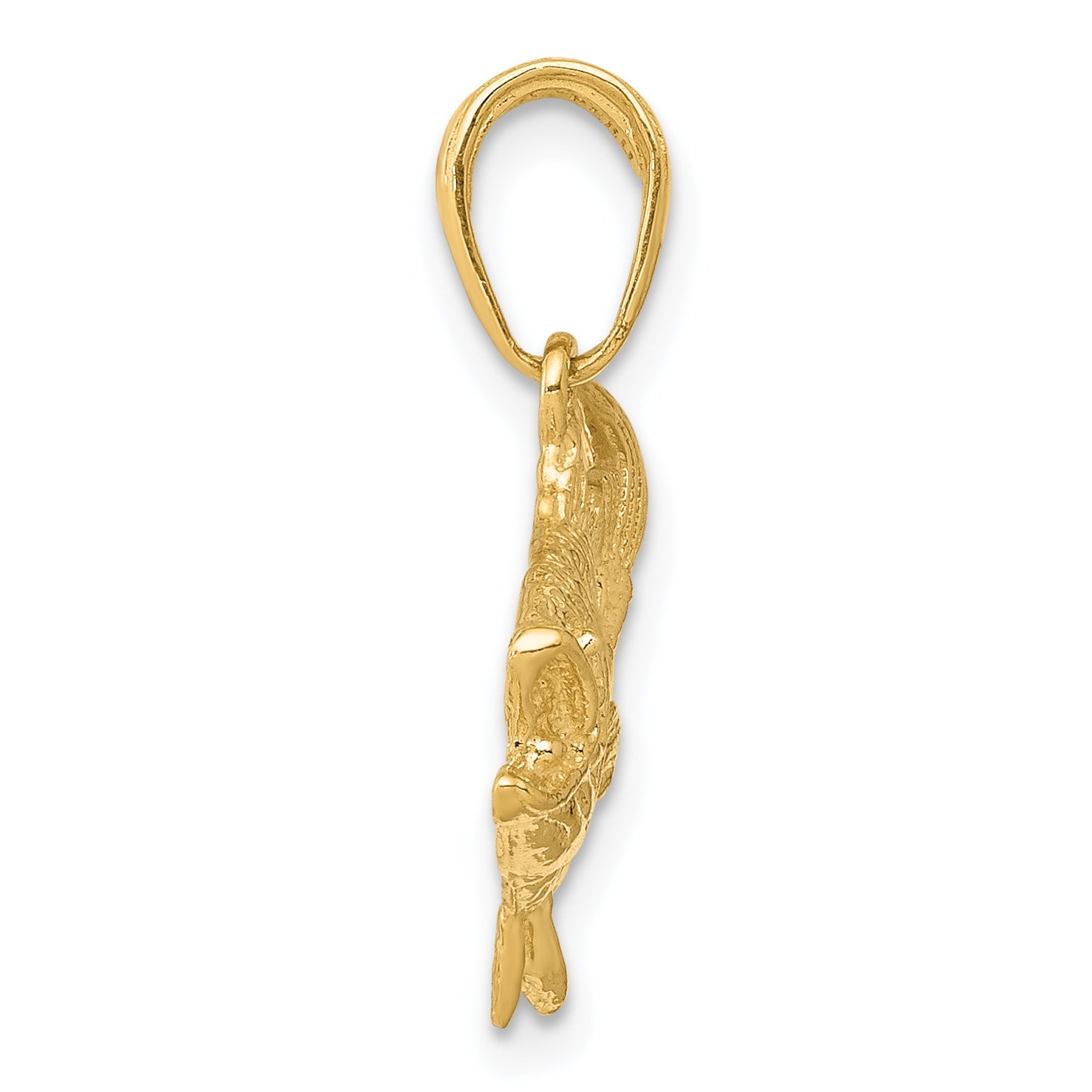 10K Yellow Gold Open Mouthed Bass Fish Pendant