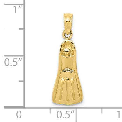 10K Yellow Gold 10K 3D Scuba Flipper Pendant