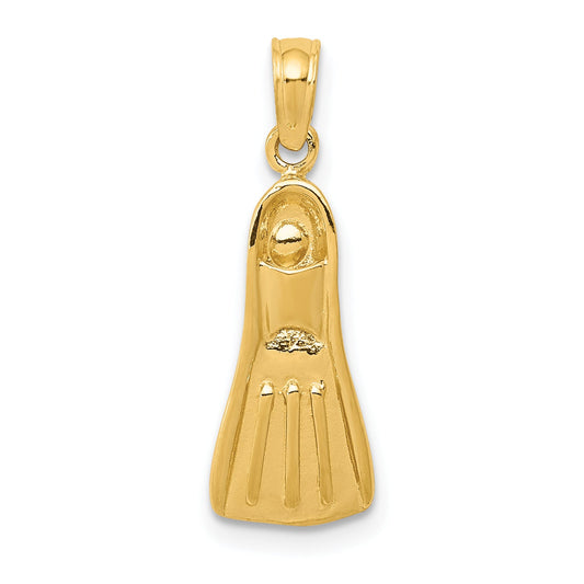 10K Yellow Gold 10K 3D Scuba Flipper Pendant