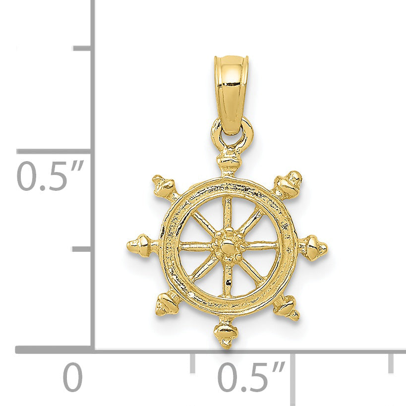 10K Yellow Gold 10K Ship Wheel Pendant