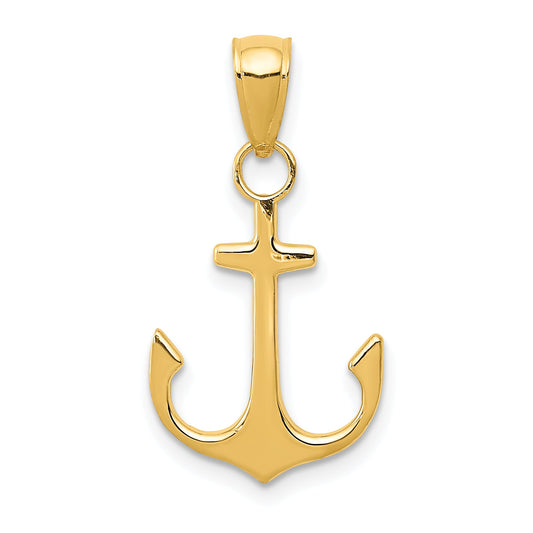 10K Yellow Gold Anchor Pendant
