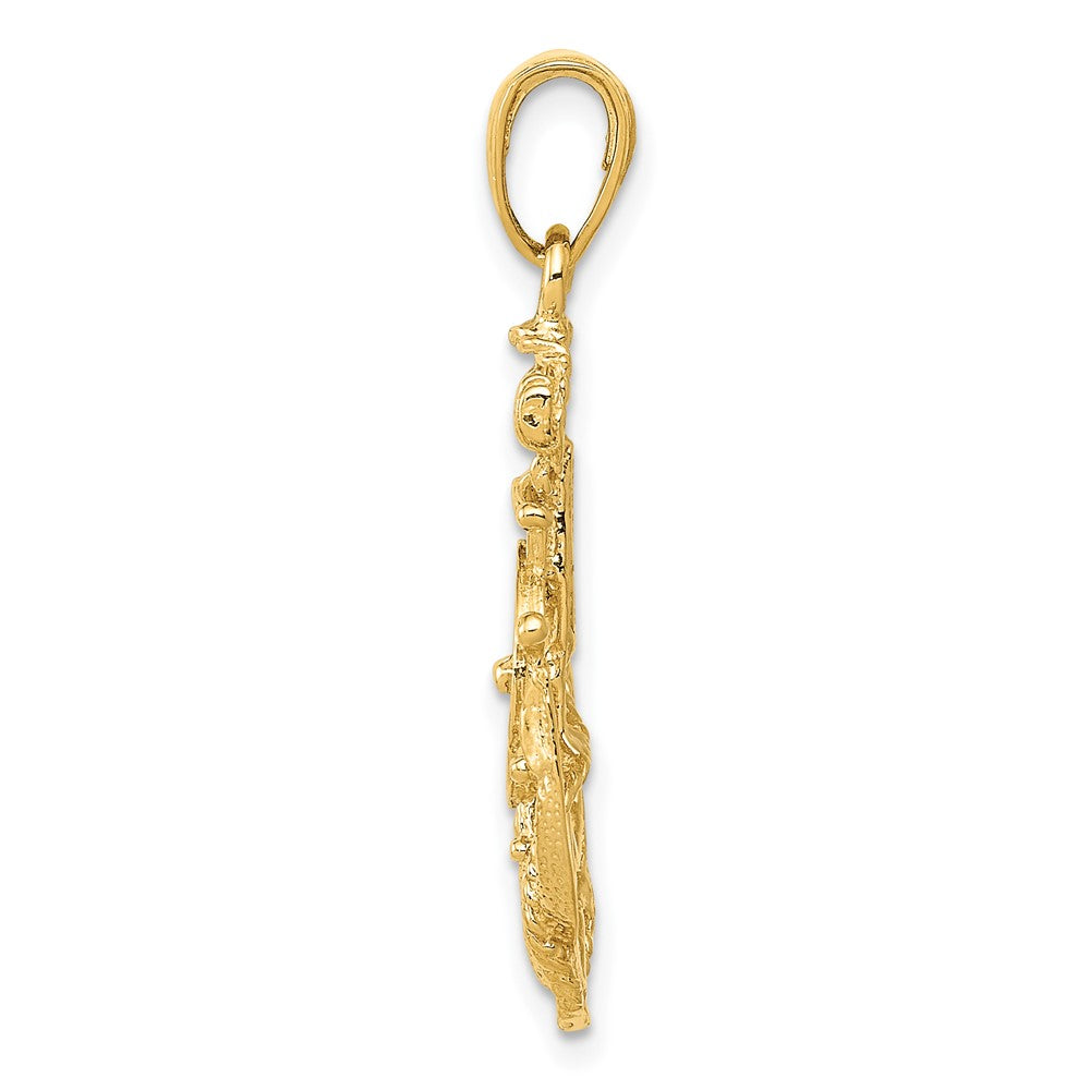 10K Yellow Gold 10K Medium Anchor W/Wheel Pendant