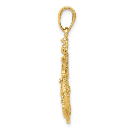 10K Yellow Gold 10K Medium Anchor W/Wheel Pendant