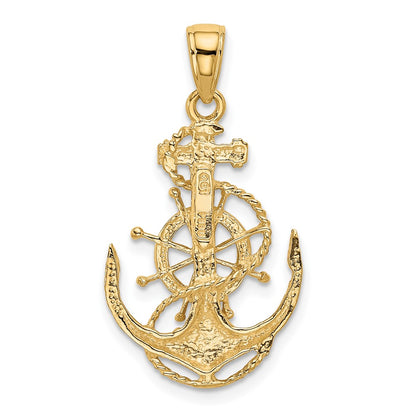10K Yellow Gold 10K Medium Anchor W/Wheel Pendant