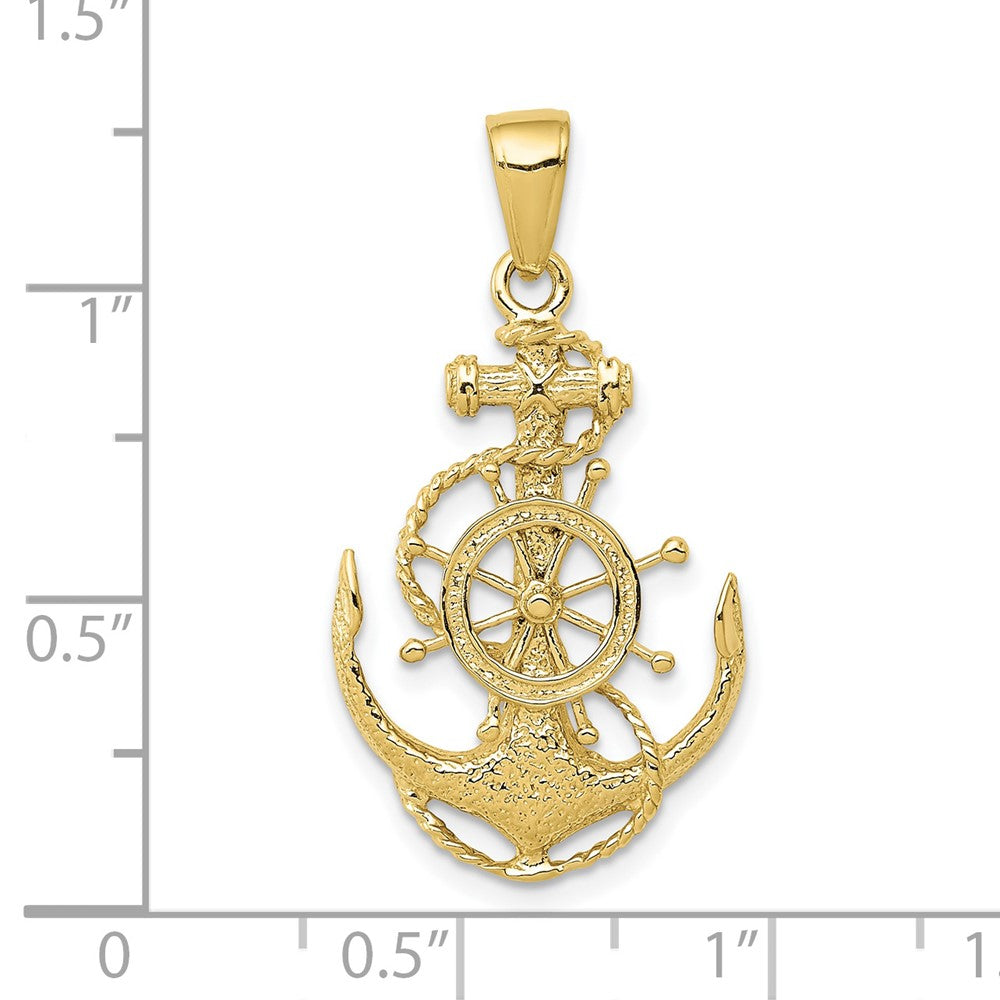 10K Yellow Gold 10K Medium Anchor W/Wheel Pendant