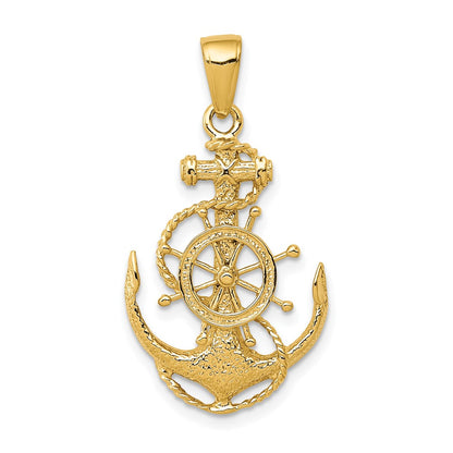 10K Yellow Gold 10K Medium Anchor W/Wheel Pendant