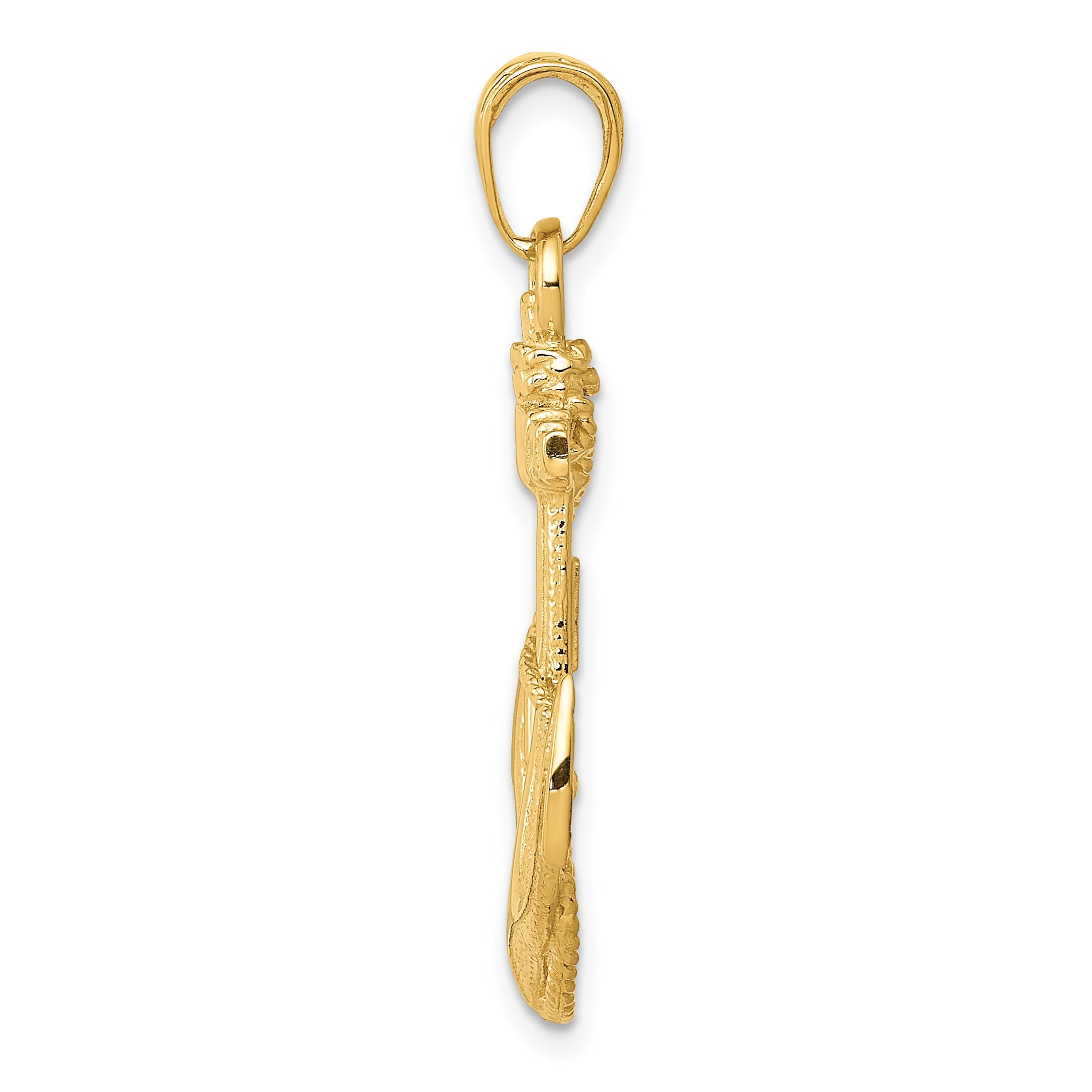 10K Yellow Gold 10K Anchor W/Rope Pendant