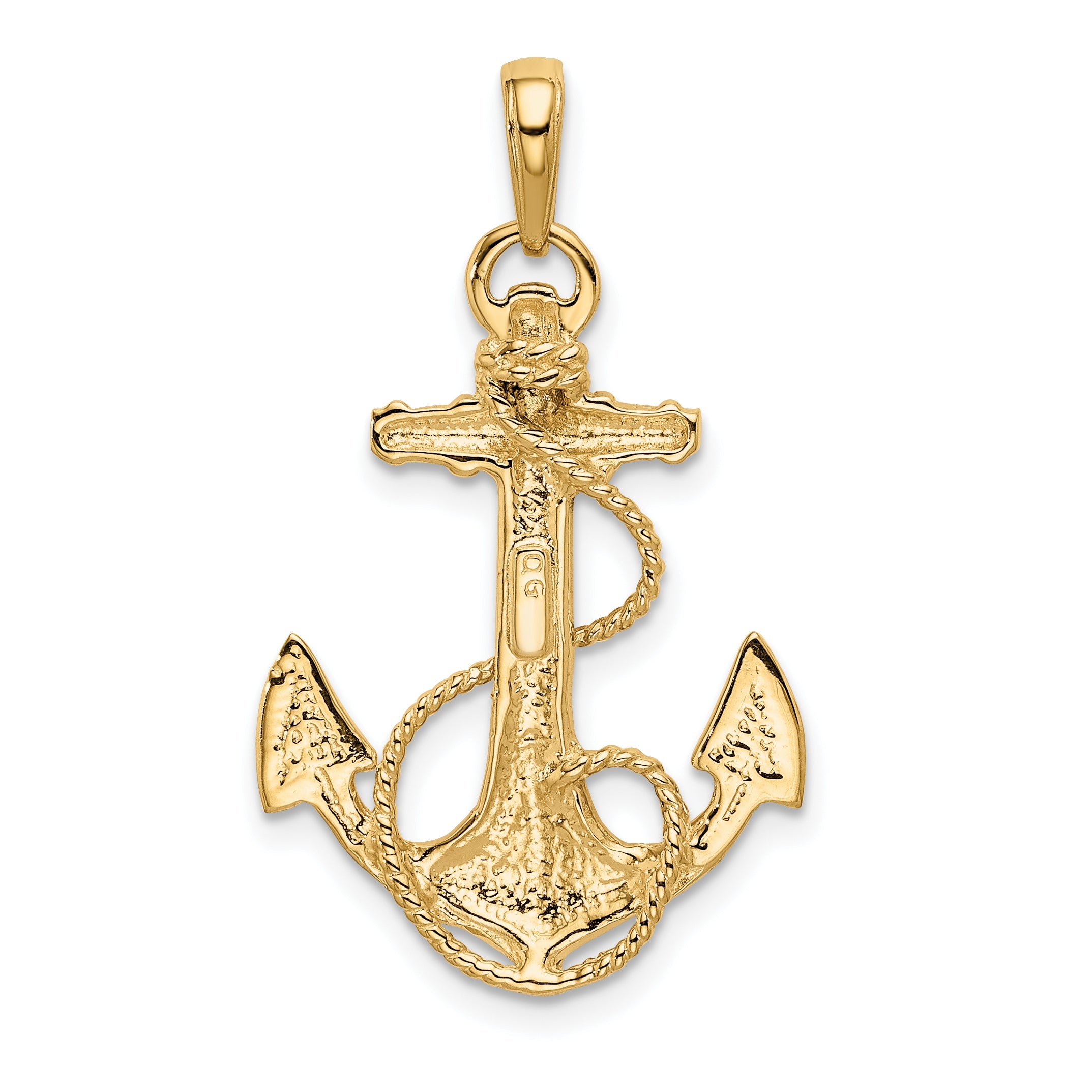 10K Yellow Gold 10K Anchor W/Rope Pendant
