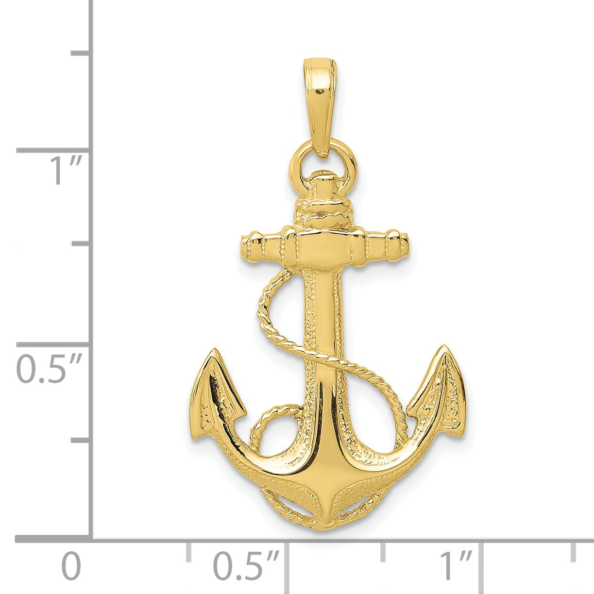 10K Yellow Gold 10K Anchor W/Rope Pendant