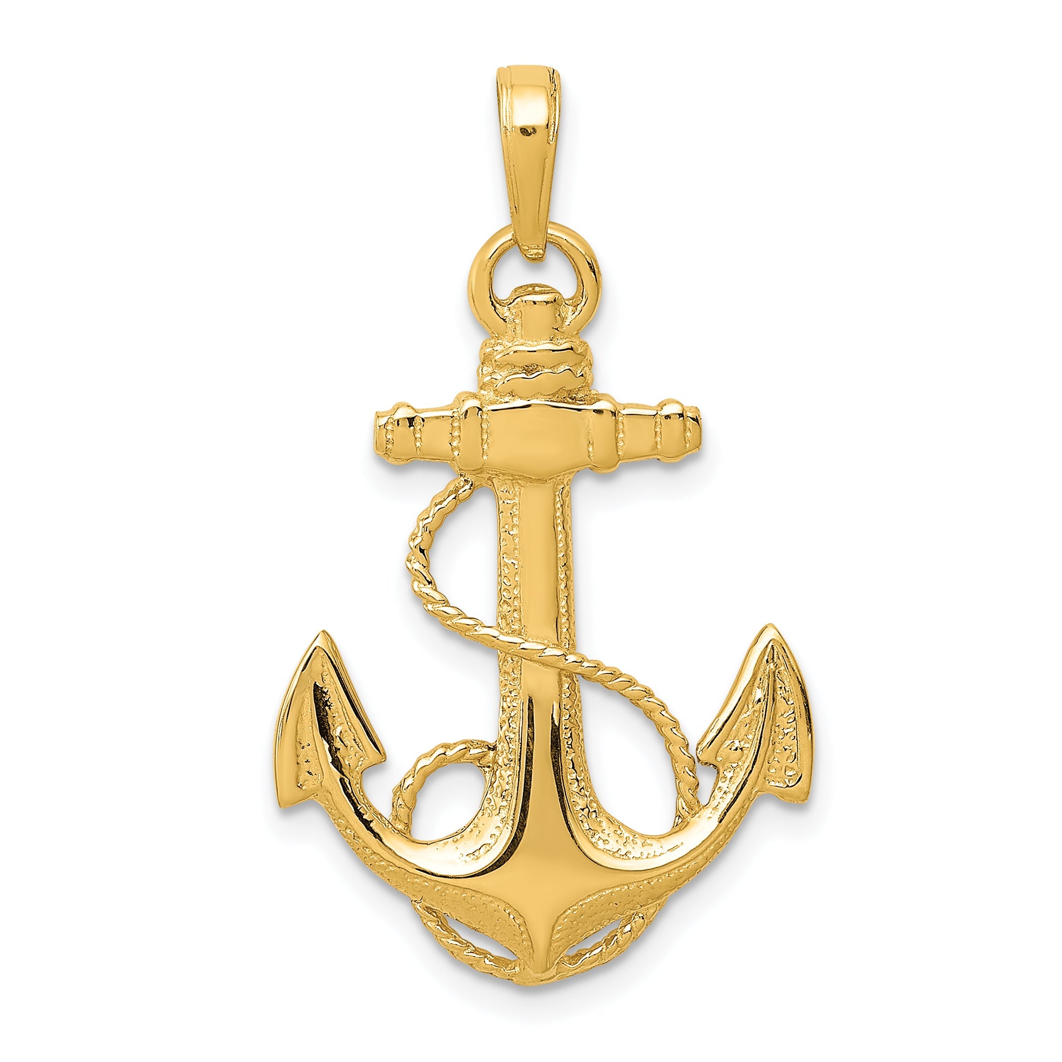 10K Yellow Gold 10K Anchor W/Rope Pendant