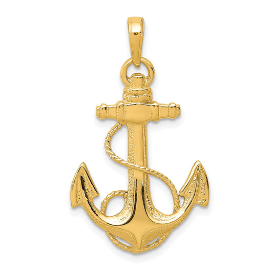 10K Yellow Gold 10K Anchor W/Rope Pendant