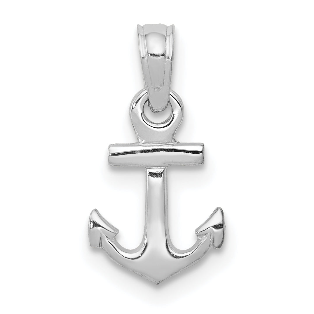 10K White Gold Mini Anchor Pendant