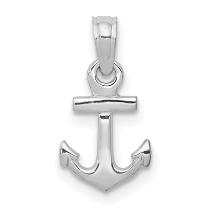 10K White Gold Mini Anchor Pendant