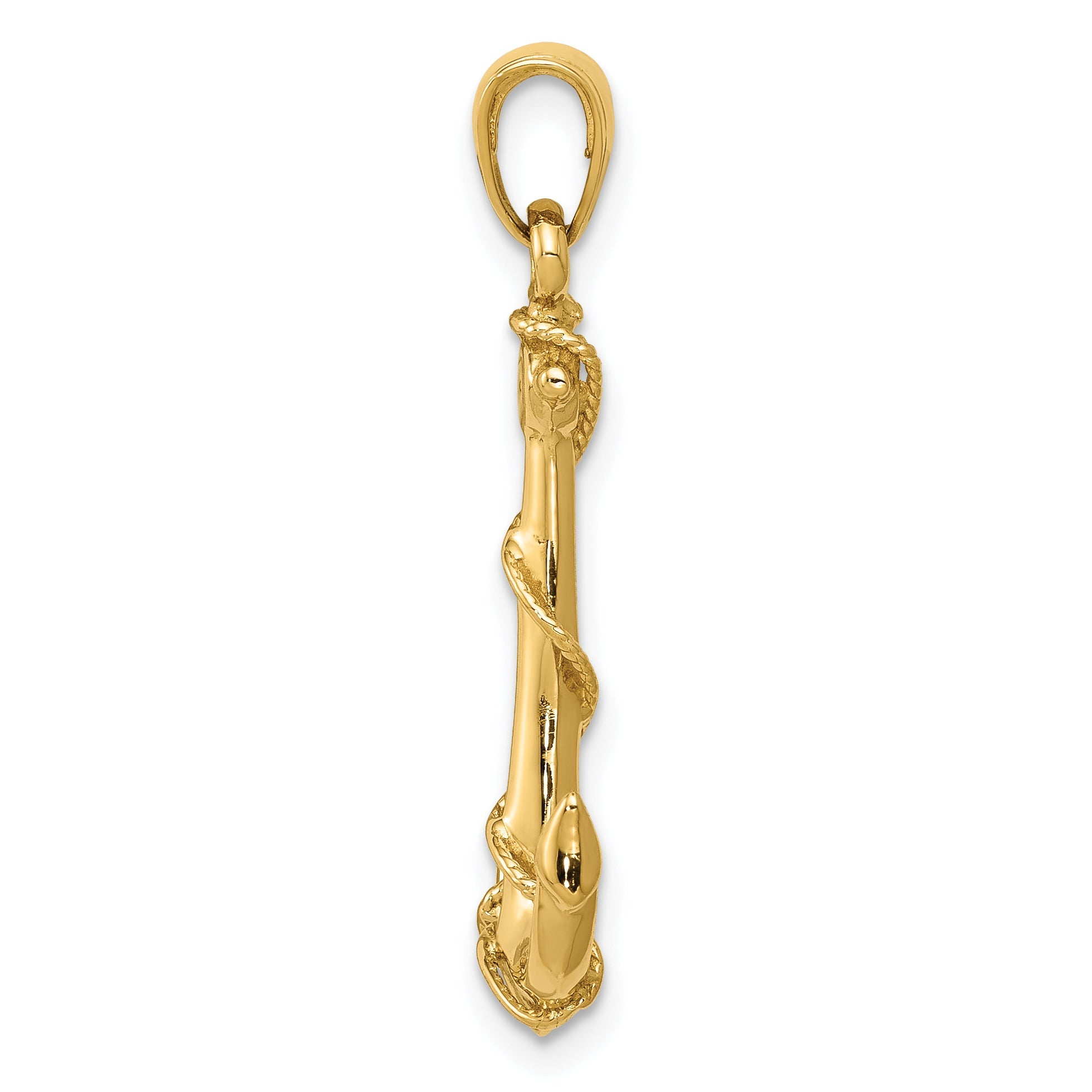 10K Yellow Gold Anchor W/Rope Pendant