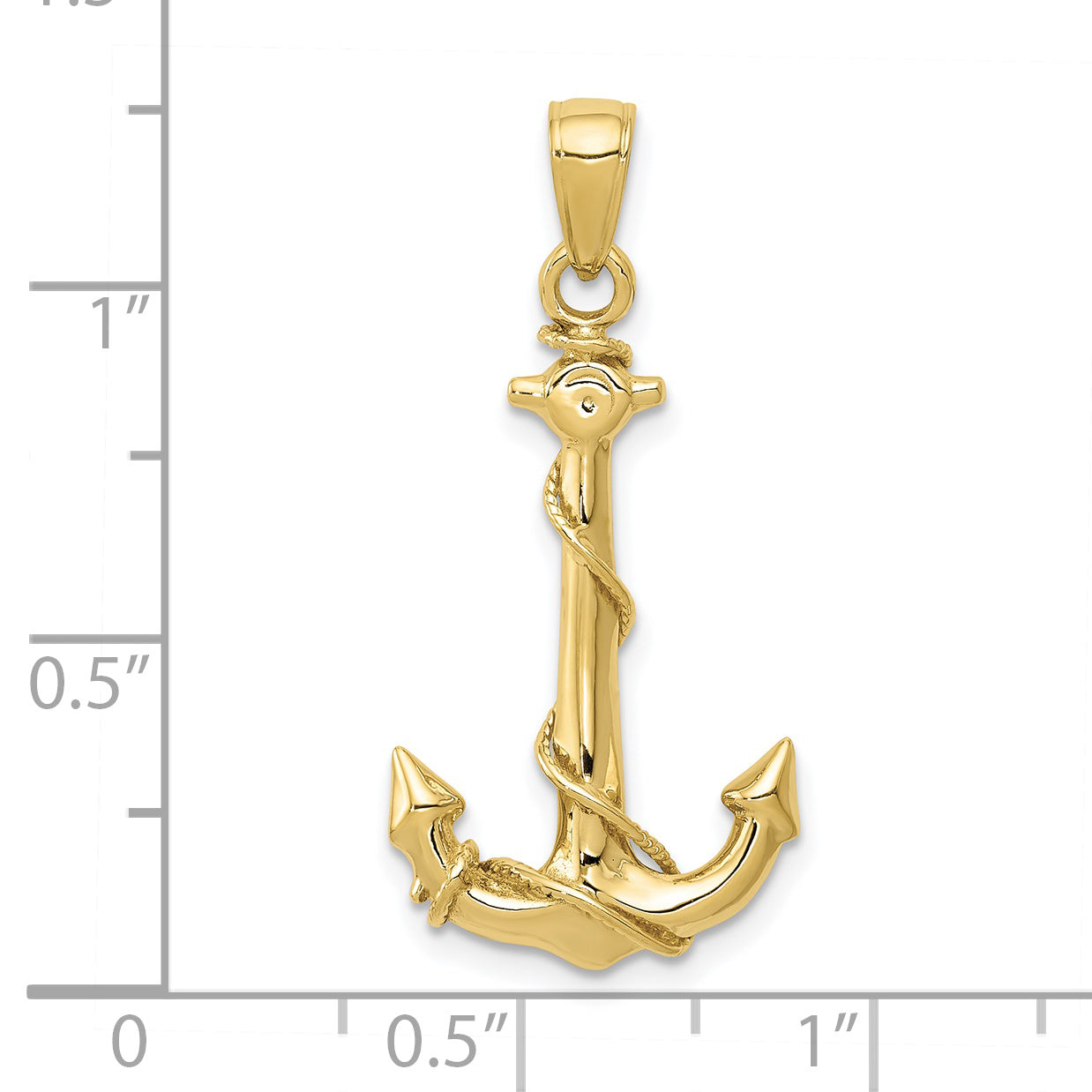10K Yellow Gold Anchor W/Rope Pendant