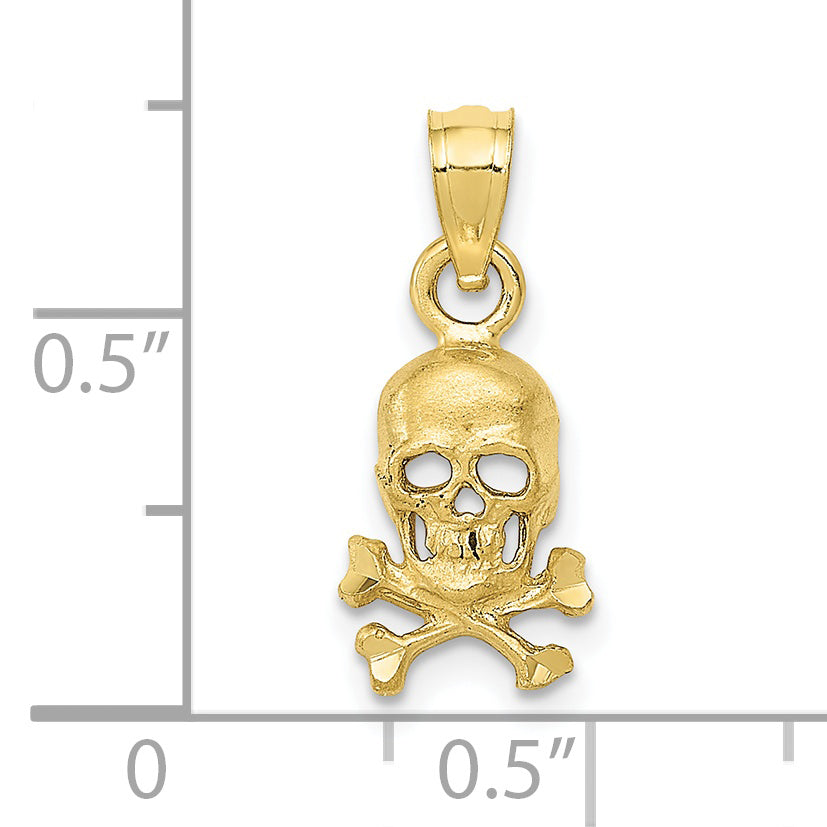 10K Yellow Gold 10K Skull And Cross Bones Pendant