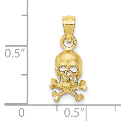 10K Yellow Gold 10K Skull And Cross Bones Pendant