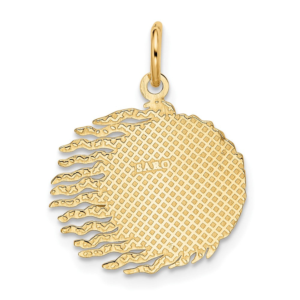 10K Yellow Gold Flaming Sun Charm
