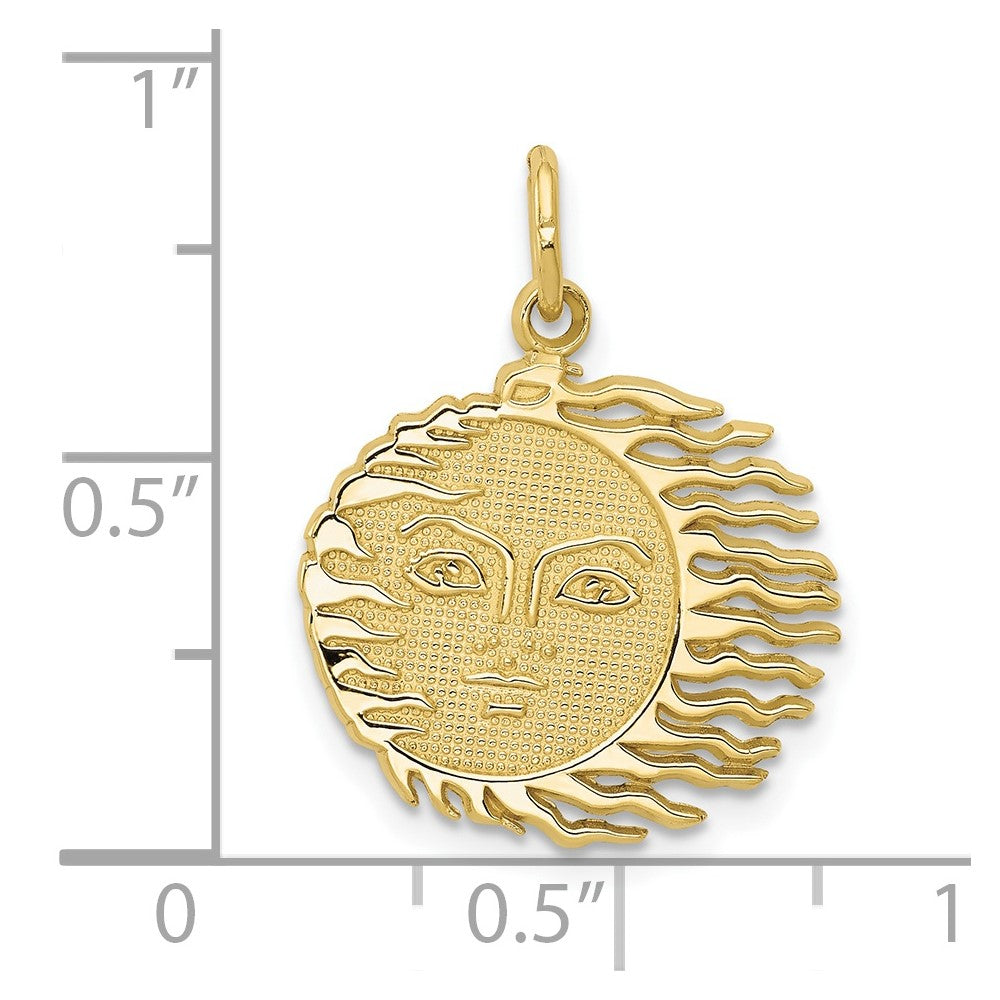10K Yellow Gold Flaming Sun Charm