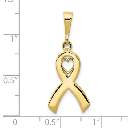 10K Yellow Gold Heart In Awareness Pendant