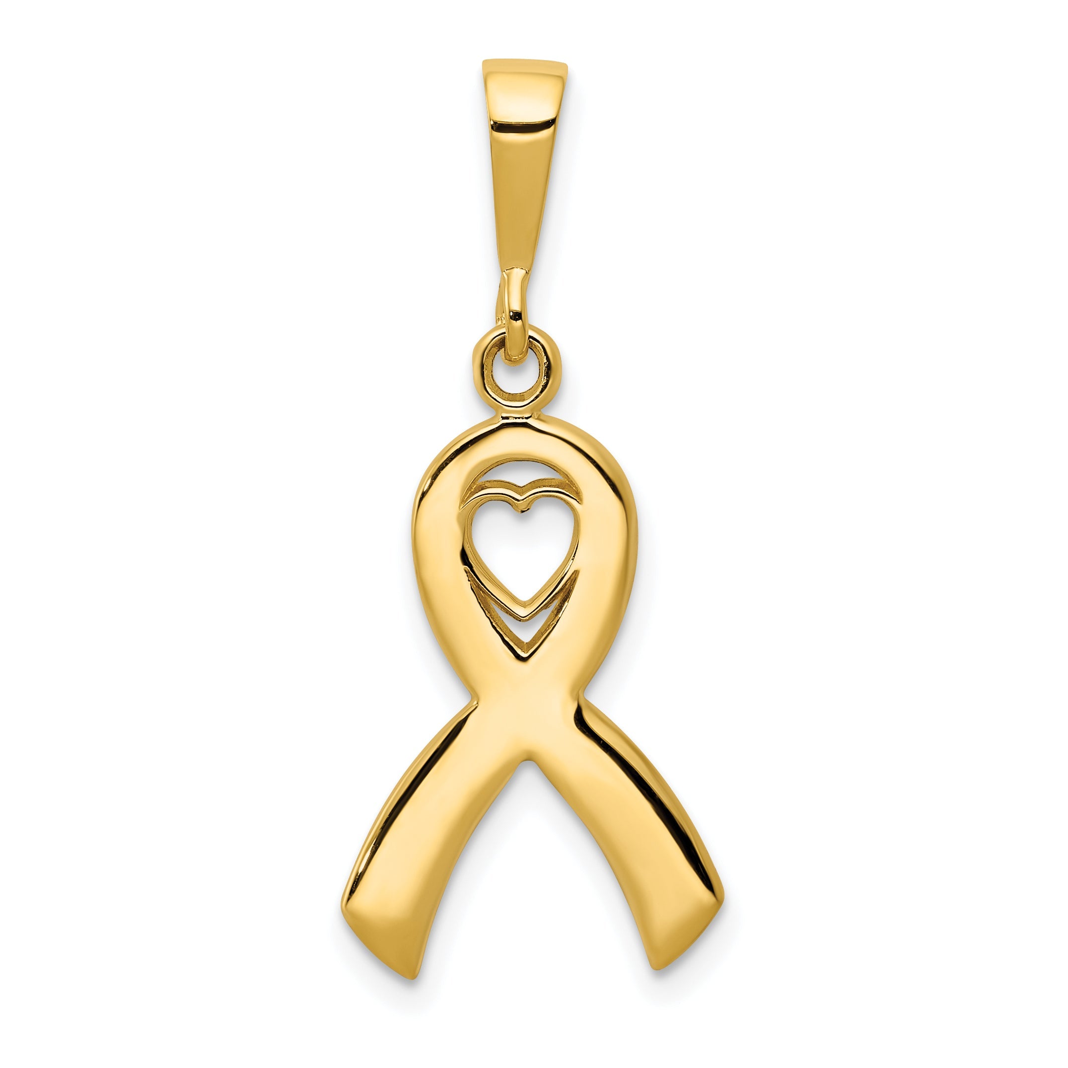 10K Yellow Gold Heart In Awareness Pendant