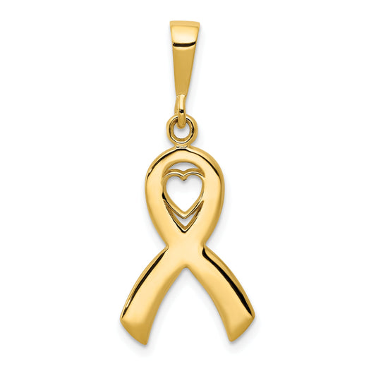 10K Yellow Gold Heart In Awareness Pendant