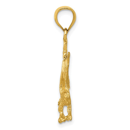 10K Yellow Gold 10K Satin Diamond-Cut Eagle Pendant